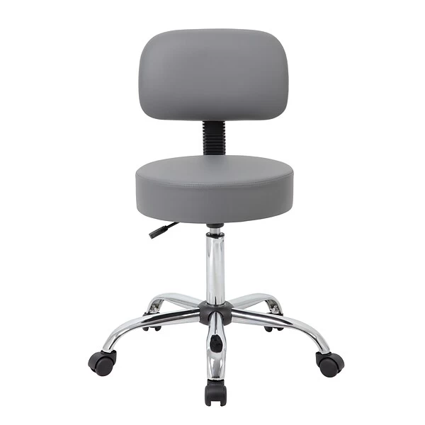 Boss Caressoft Armless Antimicrobial Medical Stool W/Back Cushion, Gray (B245-GY) - Image 2