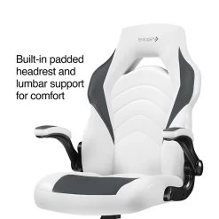 Staples Emerge Vortex Bonded Leather Gaming Chair, White And Gray (52503)