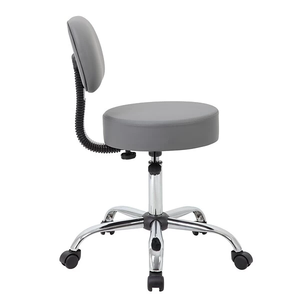 Boss Caressoft Armless Antimicrobial Medical Stool W/Back Cushion, Gray (B245-GY) - Image 3