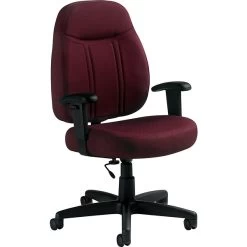 Global High-Back Fabric Task Chair, Adjustable Arms, Burgundy
