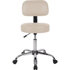 Boss® Caressoft™ Faux Leather Doctor's Stool With Back, Beige