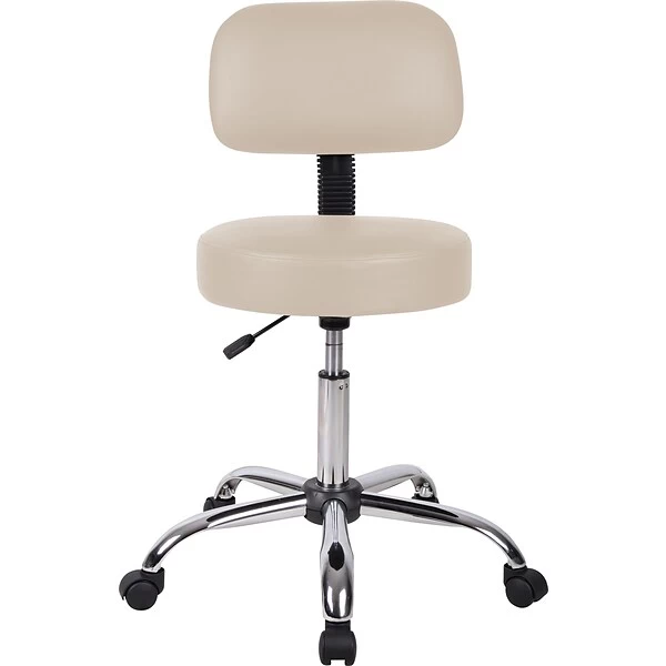 Boss® Caressoft™ Faux Leather Doctor's Stool With Back, Beige