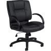 Global Offices To Go® Luxhide® Executive Mid-Back Chair, Bonded Leather, Blk, Seat: 21"x18", Back: 21"x22"