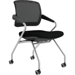 Safco® Valore Training Series Polyester Mid-Back Nesting Chair, Black, 2/Carton (TSM2BB)