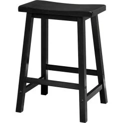 Winsome 24" Wood Saddle Seat Stool, Black