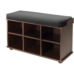 Winsome Townsend Bench With Black Cushion Seat, Dark Espresso