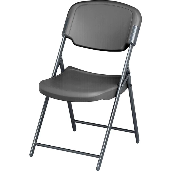Iceberg Rough 'N Ready Folding Chairs, Plastic, Charcoal, Seat: 18 3/4"W X 21 1/2"D, Back: 18 3/4"W X 20 1/4"H