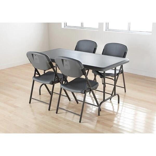 Iceberg Rough 'N Ready Folding Chairs, Plastic, Charcoal, Seat: 18 3/4"W X 21 1/2"D, Back: 18 3/4"W X 20 1/4"H - Image 2