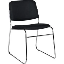 Global Offices To Go® Armless Stack Chair, Fabric, Black, Seat: 16.5"Wx16.5"D, Back: 18"Wx13.5"H, 2/CT