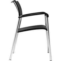 Offices To Go® Stack Chair, Plastic, Black, Seat: 16 1/2"W X 16"D, Back: 17 1/2"W X 14 1/2"H, 4/Ct