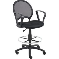 Boss® Mesh Drafting Stool W/ Loop Arms; Black
