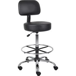 Boss® CareSoft Medical/Drafting Stool With Back Cushion; Black