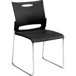 Offices To Go Plastic Armless Stacking Chair, Black/Chrome, 4/Pk (TDOTG11310B)