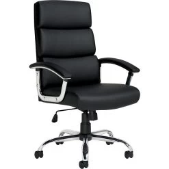 Offices To Go® Executive Chair, Luxhide Upholstery, Black, Seat: 21"W X 18"D, Back: 24"H X 19 1/2"W
