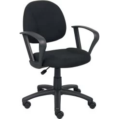 Boss Perfect Posture Deluxe Office Task Chair With Loop Arms, Black (B317-BK)