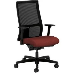 HON Ignition Mid-Back Mesh Task Chair, Synchro-Tilt, Back Angle, Adj Arms, Fabric, Ruby, 20.0"W X 17.0"D, 19.0"W X 24.0"H