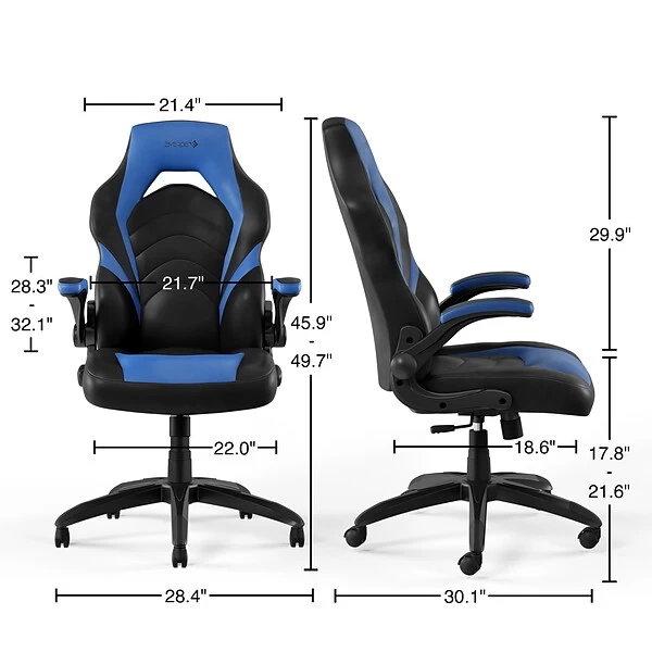 Quill Brand® Luxura Faux Leather Racing Gaming Chair, Black And Blue (51464-CC) - Image 7