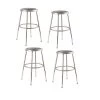 NPS 6400 Series 24" Height Adjustable Vinyl Padded Round Stool, Gray, 4 Pack (6424H/4)