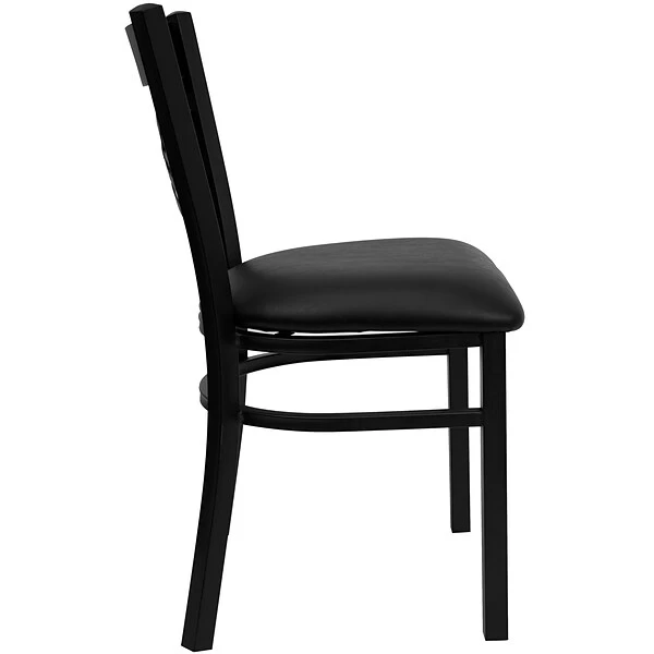 Flash Furniture Hercules Series Black X-Back Metal Restaurant Chair, Black Vinyl Seat XU6FOBXBKBLKV - Image 8