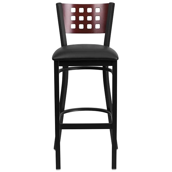 Flash Furniture Traditional Vinyl Restaurant Barstool With Back, Black (XUDG118MAHBBKV) - Image 5