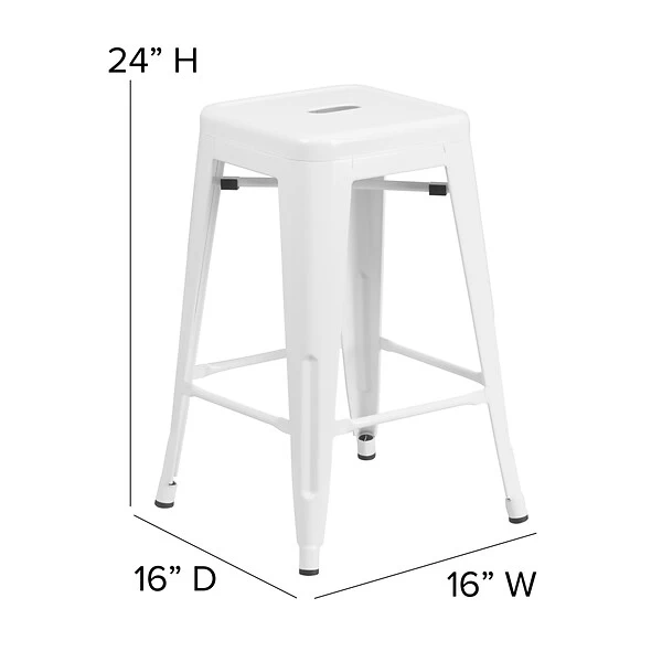 Flash Furniture Industrial Metal Restaurant Counter Height Stool, White (CH3132024WH) - Image 5