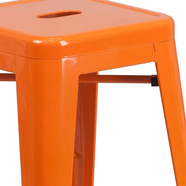 Flash Furniture Industrial Metal Restaurant Counter Height Stool, Orange (CH3132024OR) - Image 7