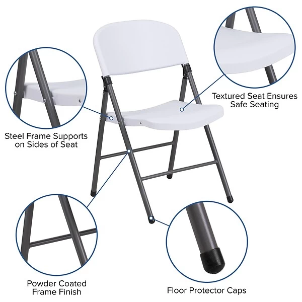 Flash Furniture HERCULES Series Plastic Folding Chair, White (2DADYCD50WH) - Image 5