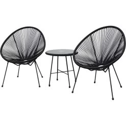 DUKAP SASSIO 3-Piece Seating Set Without Cushions, Black (O-DK-6967-BLK)