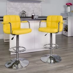 Flash Furniture 20" X 18" Vinyl Adjustable Height Bar Stool, Yellow