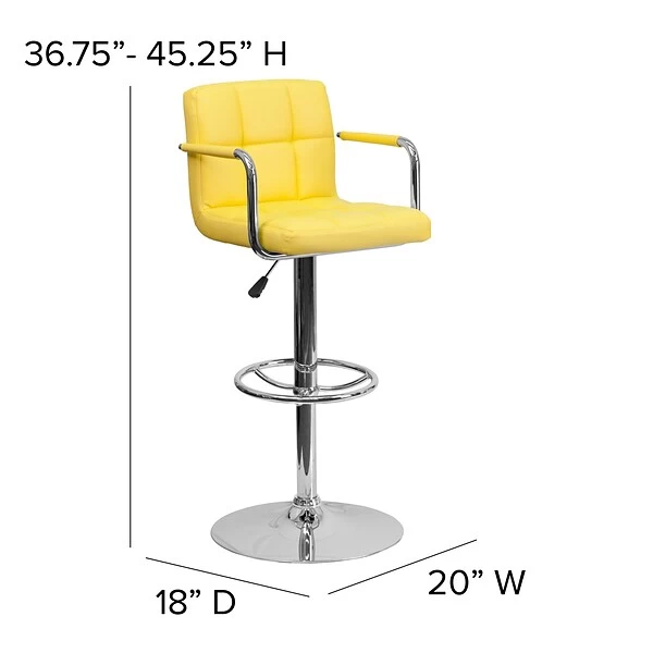 Flash Furniture 20" X 18" Vinyl Adjustable Height Bar Stool, Yellow - Image 6