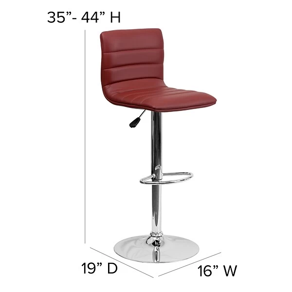Flash Furniture 16" X 19" Vinyl Adjustable Height Bar Stool W/Chrome Base, Burgundy - Image 6