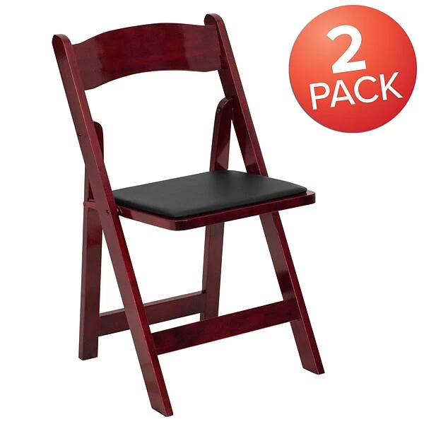Flash Furniture HERCULES Series Wood Folding Chair, Mahogany/Black, 2/Pack (2XF2903MAHWOOD) - Image 2