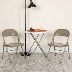 Flash Furniture HERCULES Series Metal Folding Chair, Gray, 2/Pack (2BDF002GY)
