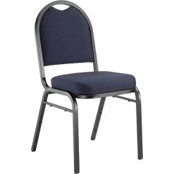 NPS 9200 Series Dome-Back Fabric Padded Stack Chair, Midnight Blue/Black Sandtex, 4 Pack (9254-BT/4)