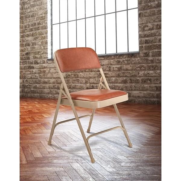 NPS 1200 Series Vinyl Padded Premium Folding Chairs, Honey Brown/Beige, 4 Pack (1203/4) - Image 4