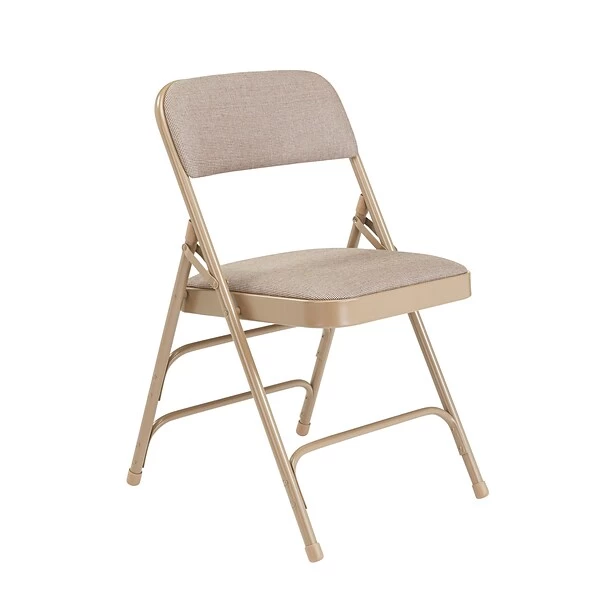 NPS 2300 Series Fabric Padded Triple Brace Double Hinge Premium Folding Chairs, Cafe Beige/Beige, 4 Pack (2301/4) - Image 7