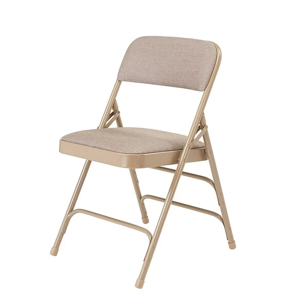NPS 2300 Series Fabric Padded Triple Brace Double Hinge Premium Folding Chairs, Cafe Beige/Beige, 4 Pack (2301/4) - Image 8