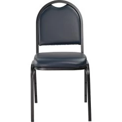NPS 9200 Series Dome-Back Vinyl Padded Stack Chair, Midnight Blue/Black Sandtex (9204-BT)