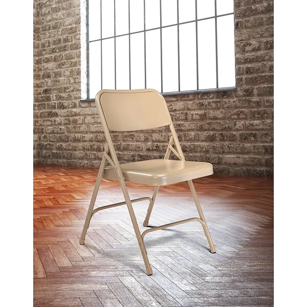 NPS 200 Series All-Steel Armless Premium Folding Chair, Beige, 4 Pack (201/4) - Image 7