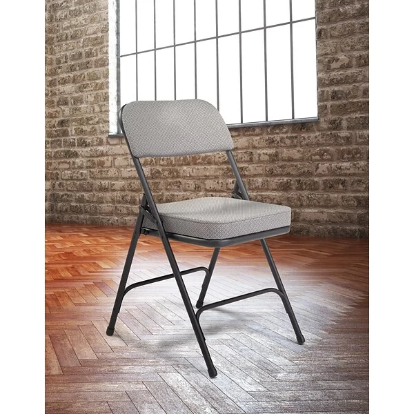 NPS 3200 Series Fabric Armless Premium Folding Chair, Charcoal Gray, 2 Pack (3212/2) - Image 7