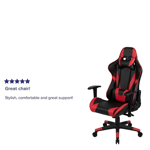 Flash Furniture X20 Ergonomic LeatherSoft Swivel Reclining Gaming Chair, Red (CH1872301RED) - Image 3