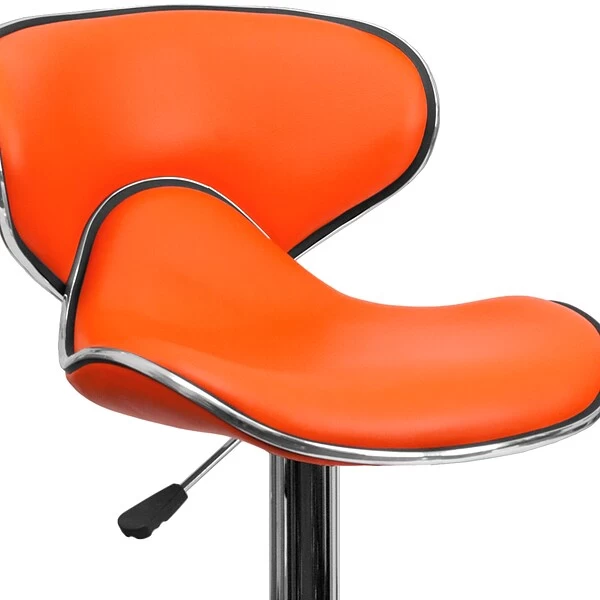 Flash Furniture Contemporary Vinyl Adjustable Height Barstool With Back, Orange (DS815ORG) - Image 7