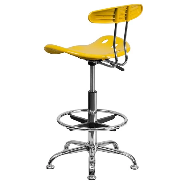 Flash Furniture Low Back Polymer Drafting Stool With Tractor Seat, Vibrant Orange-Yellow - Image 5