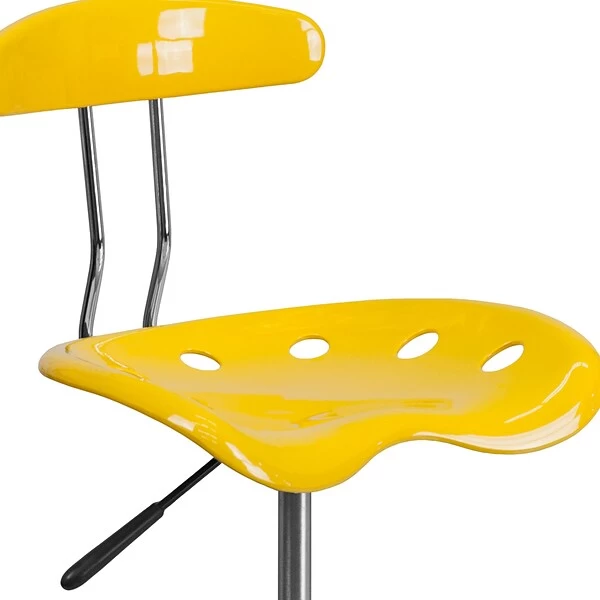 Flash Furniture Low Back Polymer Drafting Stool With Tractor Seat, Vibrant Orange-Yellow - Image 6