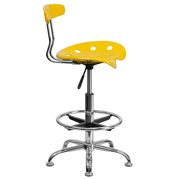 Flash Furniture Low Back Polymer Drafting Stool With Tractor Seat, Vibrant Orange-Yellow - Image 7