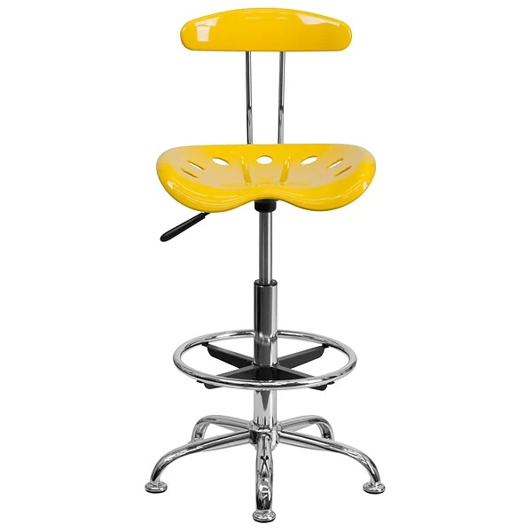 Flash Furniture Low Back Polymer Drafting Stool With Tractor Seat, Vibrant Orange-Yellow - Image 8