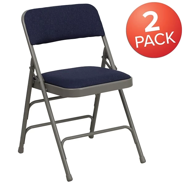 Flash Furniture HERCULES Series Fabric Folding Chair, Navy Blue, 2/Pack (2HAMC309AFNVY) - Image 2