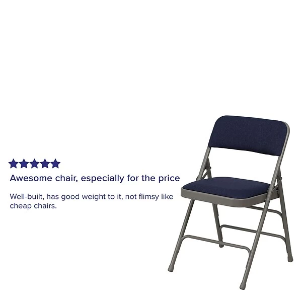 Flash Furniture HERCULES Series Fabric Folding Chair, Navy Blue, 2/Pack (2HAMC309AFNVY) - Image 4