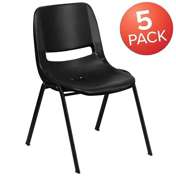 Flash Furniture HERCULES Classroom/Training Room/School Stacking Chair, Black (5-RUT-EO1-BK-GG) - Image 2