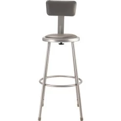 NPS 6400 Series Armless Vinyl Padded 30 Inch Stool With Backrest, Vinyl, Gray (6430B)